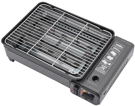 SICHENSH Tragbarer Tischgrill Gas, BBQ Barbecue Grill, Camping Gasgrill Klein mit Grillnetz, Gaskocher Campingkocher, Tragbarer Camping Gas Grillplatte für Campings, Reisen, Trekking