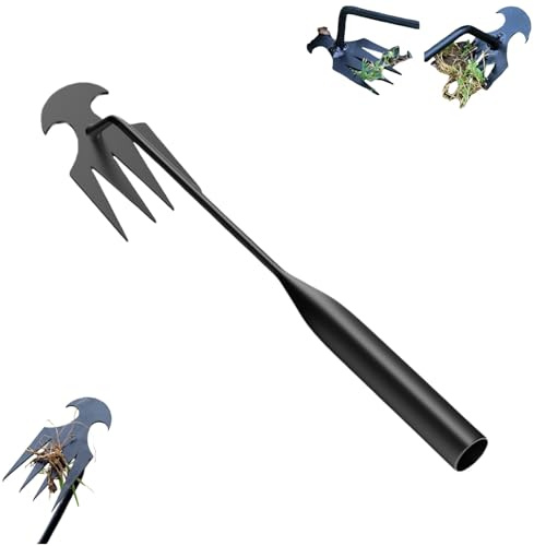 Sarchiatore Manuale con Manico, Earchiatore per Erbacce Professionale, Zappe da Giardino per diserbo, Attrezzi per Diserbo, Estirpatore Erbacce orto, Estirpatore Erbacce Manuale (Nero 27 cm)