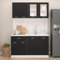 Emmtore Juego de Muebles de Cocina 4 Piezas Comedor Mobiliario Armario Estante Almacenaje Microondas Fregadero Lavavajilla Madera Contrachapada Negro