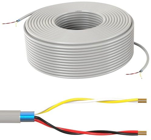Lumonic Telefonkabel JYSTY grau | 2x2x0,6mm CCA | 100m | farbcodiert & geschirmt | Metermarkierung | Fernmeldekabel, Telefonanschlusskabel