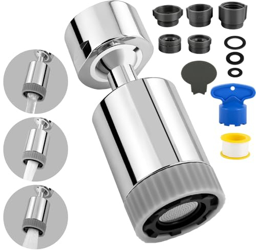 Kitchen Tap Spray Head, Tap Spray Head with 3 Functions Modes, 360° Rotatable Kitchen Sink Tap Attachment, Tap Nozzle Faucet Extension Sprayer for Kitchen Bathroom