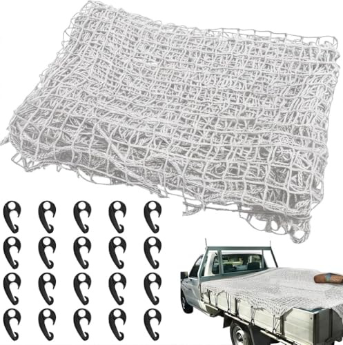 Kapler Cargo Net 2x3m Trailer Net for Pickup Truck with 20 Hooks | Durable PP mesh with elastic bungee cord helps secure loads during transport, ideal for vans, trailers, garden waste and gear