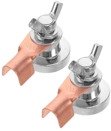 YOSADIER Morsetto di Terra Magnetico per Saldatura 2 Pezzi Base Magnetica Stabile, Pinza Compatta per Saldatrici Elettriche, per Spazi Ristretti e Uso All’aperto, Utensile di Messa a Terra