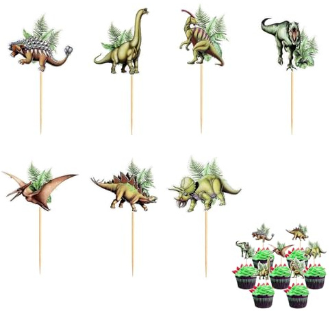 Decorazione per torte a forma di dinosauro, 42 pezzi, decorazione per torte di dinosauro, decorazione per torte, cupcake, decorazione per cupcake, decorazione fai da te, baby shower, compleanno, festa