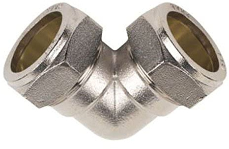 Merriway BH03152 Compression Fitting Brass 90 Degree Elbow, 15mm - Chrome Plated