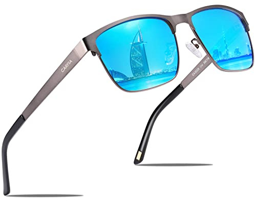 Carfia Retro Occhiali da Sole Uomo Polarizzati Unisex Occhiali per Gli Uomini e Donne Protezione UV400
