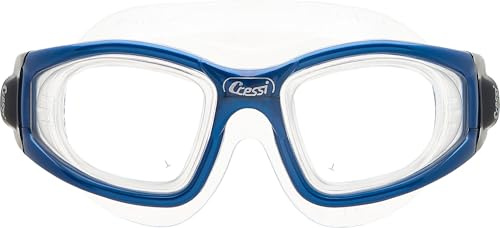 CRESSI Galileo Goggles Gafas de natación con Lentes de Vidrio Templado, Unisex Adulto, Transparente/Azul Nery, Uni