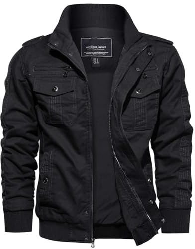 EKLENTSON Men's Military Jackets Cargo Lightweight Coat | Mens cargo bomber jacket,spring windbreaker, casual autumn warm outwear,fishing cycling coat,with zipper pockets
