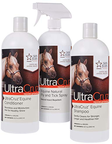 UltraCruz Equine Horse Shampoo, Conditioner and Fly & Tick Spray Bundle, 32 oz Each