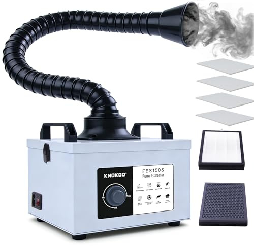 KNOKOO FES150S 100W Solder Fume Extractor, 200m³/h (117 CFM) Powerful Suction Smoke Absorber with H13 HEPA & 3-Stage Filtration, Brushless Motor Air Purifier for Soldering, Laser Engraving(110V)