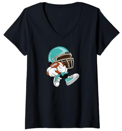 Damen American Football Spieler Sportler Fan US Sport Helm lustig T-Shirt mit V-Ausschnitt