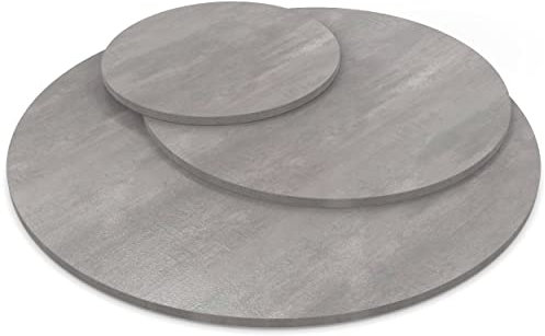 AUPROTEC Tischplatte 19mm rund Ø 600 mm Beton Perlgrau Holzplatte melaminharzbeschichtet Spanplatte mit Umleimer ABS Kante Auswahl: 60 cm