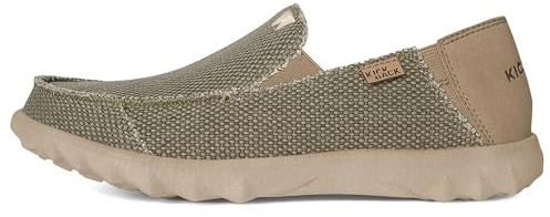 Kickback Couch Classic Men’s Canvas Slip On Loafers – Lightweight Casual Summer, Travel & Beach Shoes with Anti-Slip Sole - Relaxed Comfortable Fit for All Day Comfort - Khaki, UK 9