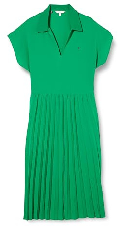 Tommy Hilfiger Abito a Polo Donna Pleated Midi Dress Lunghezza al Ginocchio, Verde (Olympic Green), 46