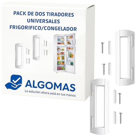 ALGOMAS® Confezione da 2 maniglie bianche universali da 19,8 cm per frigorifero e congelatore, regolabili da 8,3 a 16,4 cm, larghezza 7,3 cm, ricambio compatibile con viti incluse, installazione