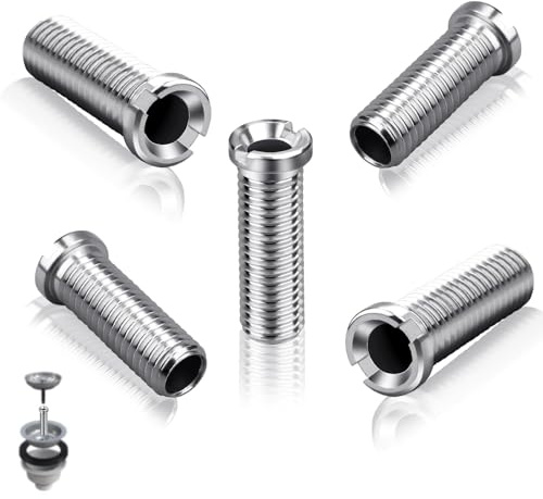 SWTYExt 5 stycken ihåliga skruvar diskbänk 35 mm ihåliga skruvar rostfritt stål dräneringssil handfat Ø 12 mm för ventiler med 1,5 tum och 3,5 tum, tillbehör för diskbänkar silkorgventil avloppsventil
