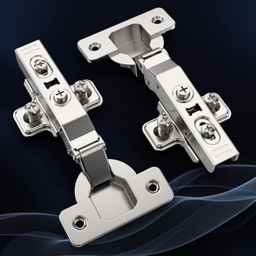 Furniware Pack of 4 Soft Close Hinges - 3D Adjustable Nickel Concealed European Cabinet Hinges