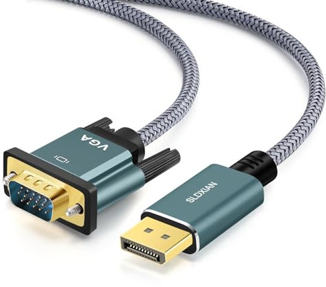 SLDXIAN DisplayPort auf VGA Kabel, Vergoldet DP zu VGA Kabel 1080P, DP Stecker zu VGA Stecker Kabel für Laptop, PC, Desktop, Monitor, Projektor (1.8M)