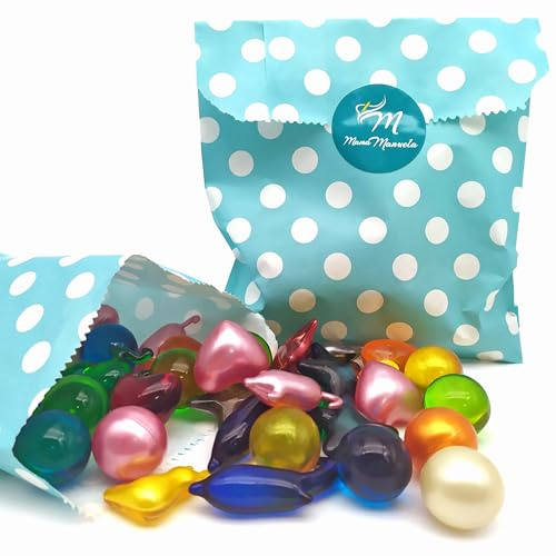 Bolsa regalo 12 Perlas de baño con aromas surtidos - Con aceite de soja - Hidratante y aromática - Hidrata, suaviza y perfuma la piel - Formas varias