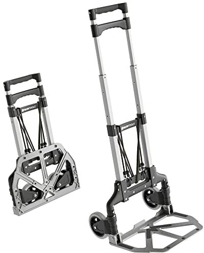 Carrello, carriola pieghevole in alluminio, ruote scorrevoli con battistrada morbido, include 2 cavi di espansione