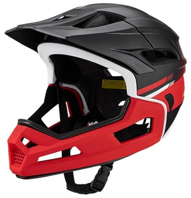 Perfeclan Casque de Vélo Intégral Doublure Amovible et Lavable équipement de Cyclisme Casque de Vélo de Montagne pour Femmes Hommes Adultes Activités de Plein A, Rouge Noir