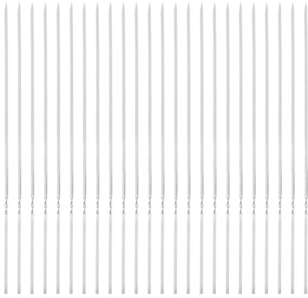 QUARKZMAN 24 piezas de Brochetas de Metal 35cm x 3.8mm x 1mm Palitos Planos de Acero Inoxidable Reutilizables para Barbacoa al Aire Libre Parrilla de Barbacoa para Carne, Camarones