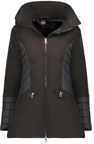 Geographical Norway Tadame Lady Veste Softshell Capuche Femme Impermeable Outdoor - Blouson Coupe Vent Resistant - Activites En Exterieur Randonnee Ski Automne Hiver Printemps (Noir L)