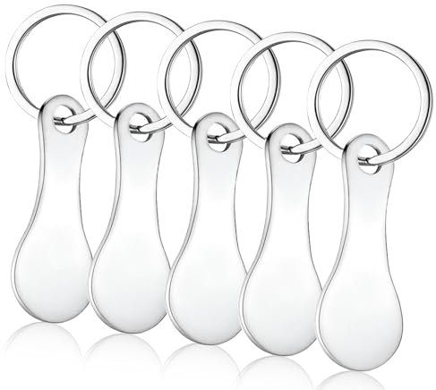 WOUMON 5 Pezzi Chiave per Carrello della Spesa, Portachiavi Gettone Carrello Spesa Rimovibile,Chip per Carrello in Acciaio Inox per Carrelli della Spesa (Stile 2)