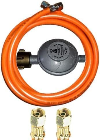 TGO Gasgeräte GmbH: Régulateur de pression de 50 mbar + tuyau de gaz propane avec écrou de raccordement gauche 1/4 x 1/4 gauche (50 mbar + tuyau de gaz PVC de 500 cm)