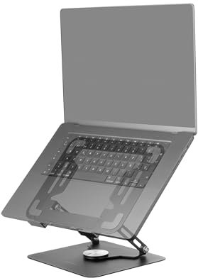 Mars Gaming MA-RSN, Ställ för Bärbara Datorer och Surfplattor upp till 17, Justerbar Höjd + Lutning + 360º Rotation, Stativ i Stålstruktur, Halkfria Dynor, Hopfällbar Design, Svart