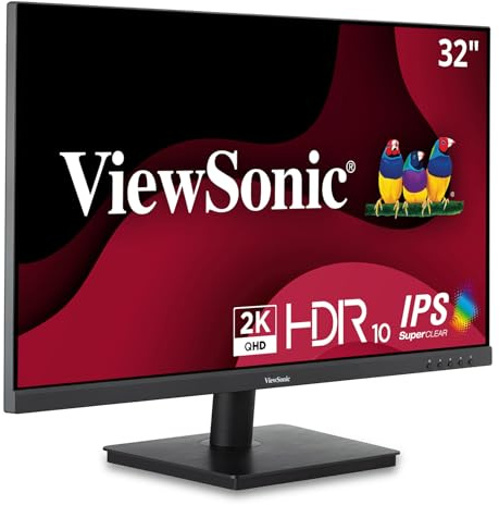 ViewSonic VS3225-2K Monitor QHD da 32 Pollici (2560p x 1440p), Pannello IPS, 75Hz, 4ms GTG, HDR10, 2x 2.5W Altoparlanti, HDMI, DP, Senza Cornice, 2 Anni di Garanzia