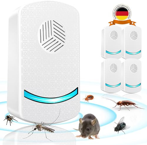 Repulsif Ultrason Souris Anti-Rongeurs Insectes, 4 PCS Ultrason Anti Moustique Ultrason Souris et Rats, Insectes Répulsif Électronique Anti Souris, Rats, Fourmis, Araignées, Moustiques, Cafards