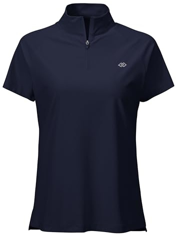 MoFiz Rash Guard Donna Manica Corta Anti UV UPF50+ Top Protezione Solare Asciugatura Rapida Camicia Surf con 1/4 di Zip