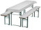 NYVI Bierbankauflagen Set NYVIGala 240x90 cm Weiß - 1x Tischdecke für 220x70 cm Biertische & 2X Gepolsterte Auflage für 220x25 cm Bierbänke - Sitzauflage für Bierzeltgarnitur