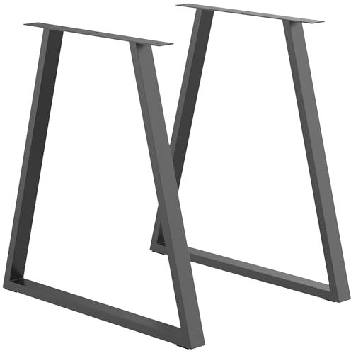 HOMCOM Tischbeine, 2er-Set Tischkufen, Dreieckig Möbelfüße aus Stahl, 70 x 72 cm Tischgestell für Esstisch, Couchtisch, Schreibtisch, Stahl, Schwarz