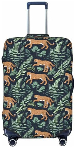 Tamiger Wild Leopard djurtryck elastiskt tvättbart bagageskydd universal resväska överdrag resa bagage skydd, Svart, M