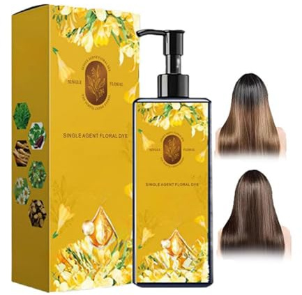Tinta per capelli nutriente a base vegetale, shampoo tintura naturale a lunga durata, tinta floreale monodose a base vegetale, copertura uniforme e naturale dei capelli grigi (Castano)