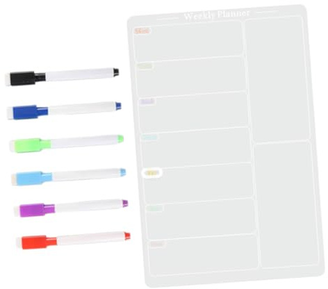 GARIOUANS Pizarra Magnética Acrílica Borrable para Nevera con Rotuladores Tablero Semanal para Planificar Comidas y Notas Superficie y Reutilizable para Cocina y Oficina