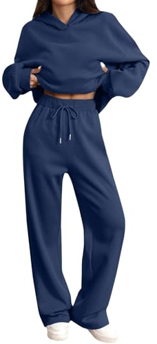 Generico Tuta Donna Sportiva Completo 2 Pezzi Invernale Termici Tute da Ginnastica in Pile Cotone Felpa con Cappuccio e Pantaloni Jogger Casual Completi Palestra Per La Casa Fitness Sportiva