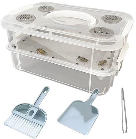 Mealworms Keeper - Contenedor de malla para alimentación viva | Contenedor de almacenamiento duradero de polietileno para reptiles, pájaros, ranas, lagartos, dragones barbudos, tortugas, fácil
