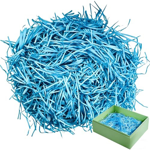 500 g di erba pasquale, erba decorativa per Pasqua, rafia lago blu, materiale di riempimento, materiale da imballaggio, materiale di riempimento per nido di Pasqua, carta tritata per feste, fai da te