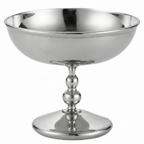 HoveeLuty Silverskål, silver piedestal skål, 304 rostfritt stål med fot servering för desserter, frukt och snacks – elegant franskinspirerad design