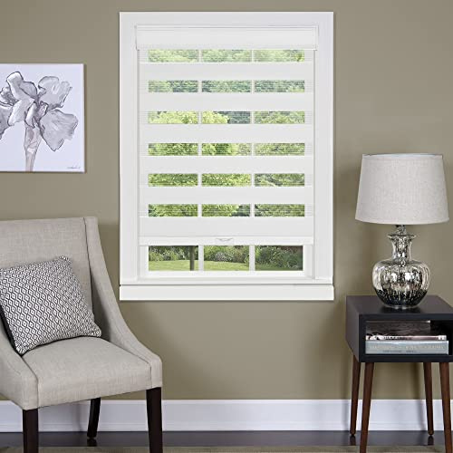 Cordless Celestial Sheer Double-Layered Roller Shade, 35 x 72 in, White