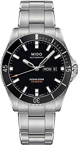 MIDO Ocean Star 200 - Orologio Automatico Svizzero Uomo - Cassa 42.5mm - Giorno/Data - Quadrante Nero - Bracciale Acciaio - M0264301105100