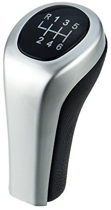 L&P A276-1 Schaltknauf Knauf Echtleder Leder Schalthebel Hebel Schwarz Silber 6 Gang kompatibel mit BMW 3er e36 e46 e90 e91 e92 e93 5er e39 e60 e61 X3 e83 Plug Play Ersatzteil für OEM