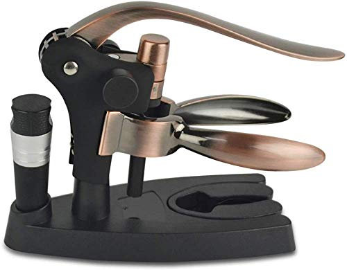 Set Vino Regalo Apribottiglie, Set Tutto in Una Bottiglia Kit Leva Cavatappi Carino Rimozione Manuale Sughero per Donna Uomo Manuale Apri, Nero