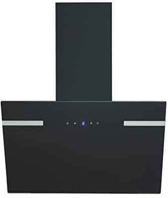 Respekta Dunstabzugshaube kopffrei / Dunstabzugshaube schräg 60 cm / Edelstahlgehäuse mit Glasschirm in Schwarz / Abluft - und Umluftfunktion / CH58060SA+ / A / 43 - 63 dB