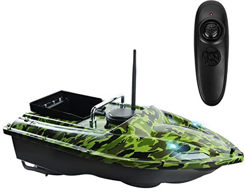 LANGSHI Fischköderboot RC Boot Köderboot 500m Fernbedienung Futterboot 1,5kg Laden Doppelmotor Fischfinder Geschenke für Männer (Tarnfarbe)