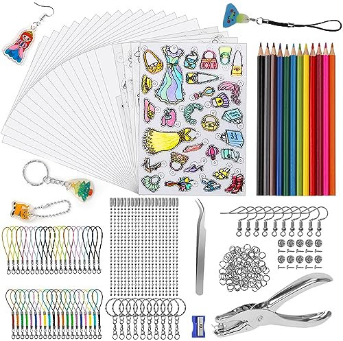 WECUTE 225 Stück Schrumpffolie Set, 20 Blätter A4 Schrumpffolien zum Basteln Schrumpfende Schrumpffolienplatten Transparent