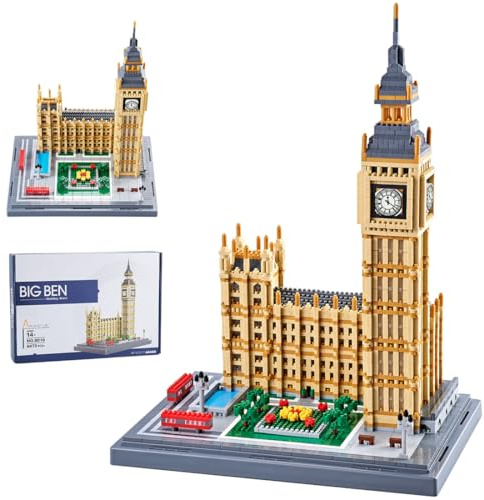Big Ben Maquette Jeux de Construction, 6473 Pièces Ensemble de Construction Landmark Architecture, Nano Micro Londres Tour de l'horloge Blocs de Construction Non Compatible avec Les Grandes Marques